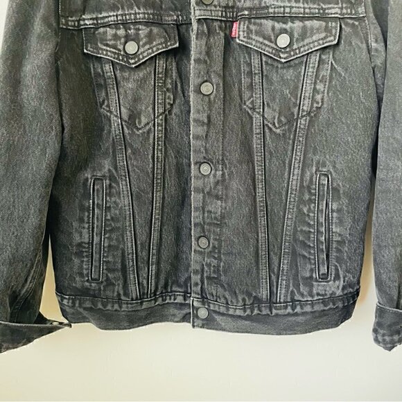 Levi's Sherpa Trucker Jacket Roadster Black, Sz Medium - Picture 10 of 16